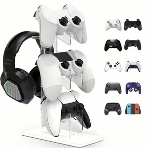 New 3-Layer Game Controller Holder -UniversalDual Stand and Headphone Holder, AcrylicClear Display Compatible With NintendoSwitch,Xbox,PS4,PS5 -Desk Mounts forControlers