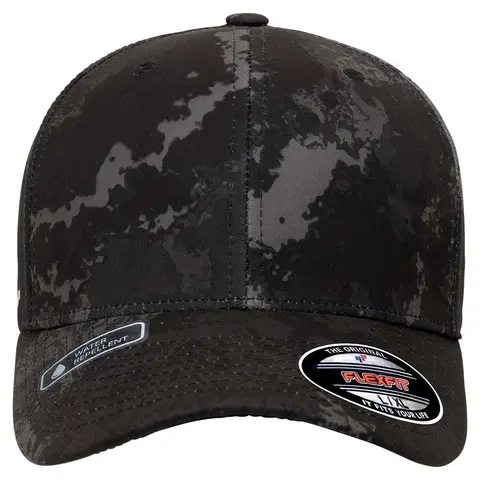 Flexfit Unisex 6-Panel VEIL Camo Fitted Snapback Hat - 6277VC Polyester, Water-Repellent, Breathable, Permacurv Visor, All-Day Comfort for Summer Streetwear Sports Use, Fitted Snapback Hats