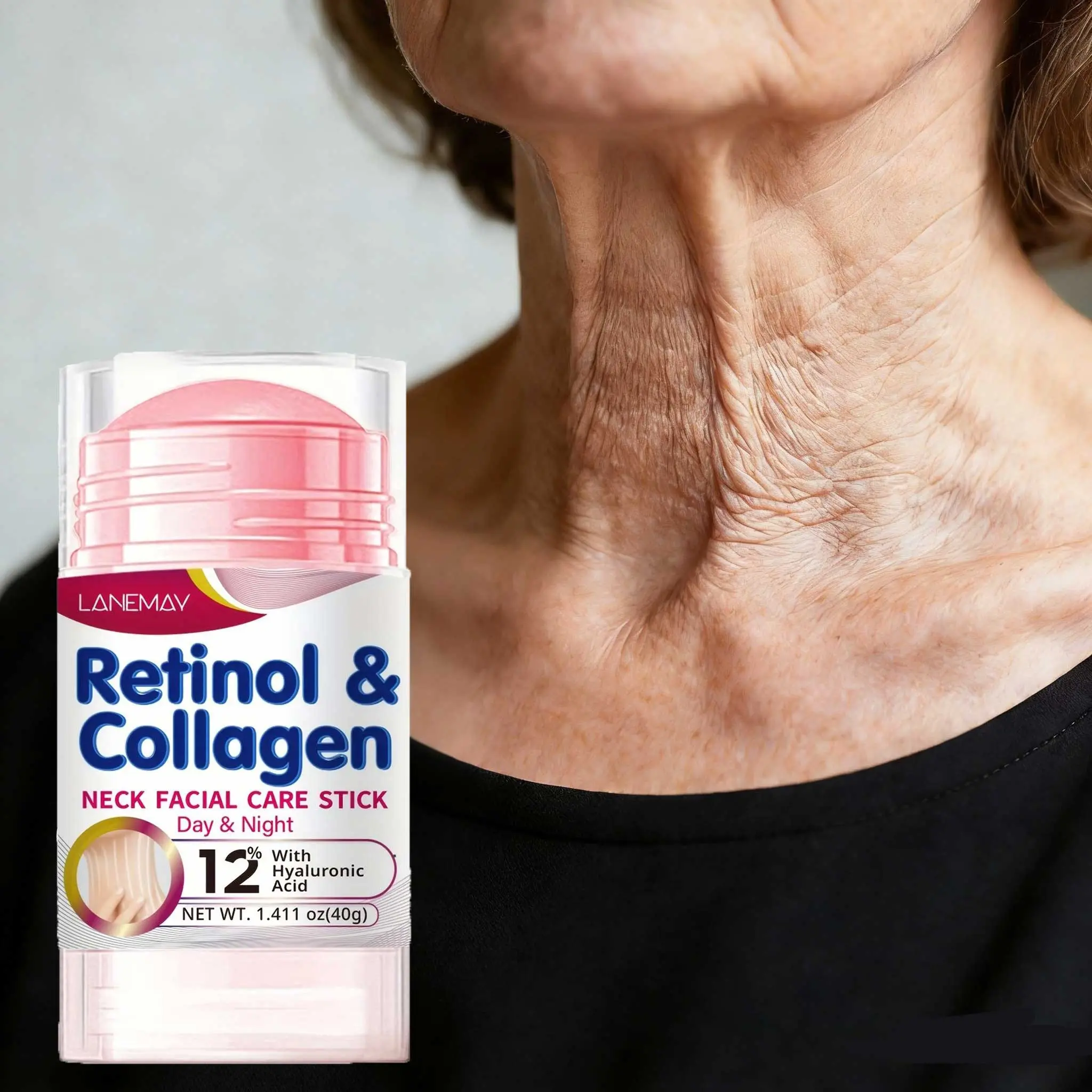 This neck lifting and conditioning stick contains retinol and collagen to moisturize the skin, reduce the appearance of wrinkles, and make the skin look younger and smooth. Suitable for both face and neck. Neck Firming Stick Neck Care Stick