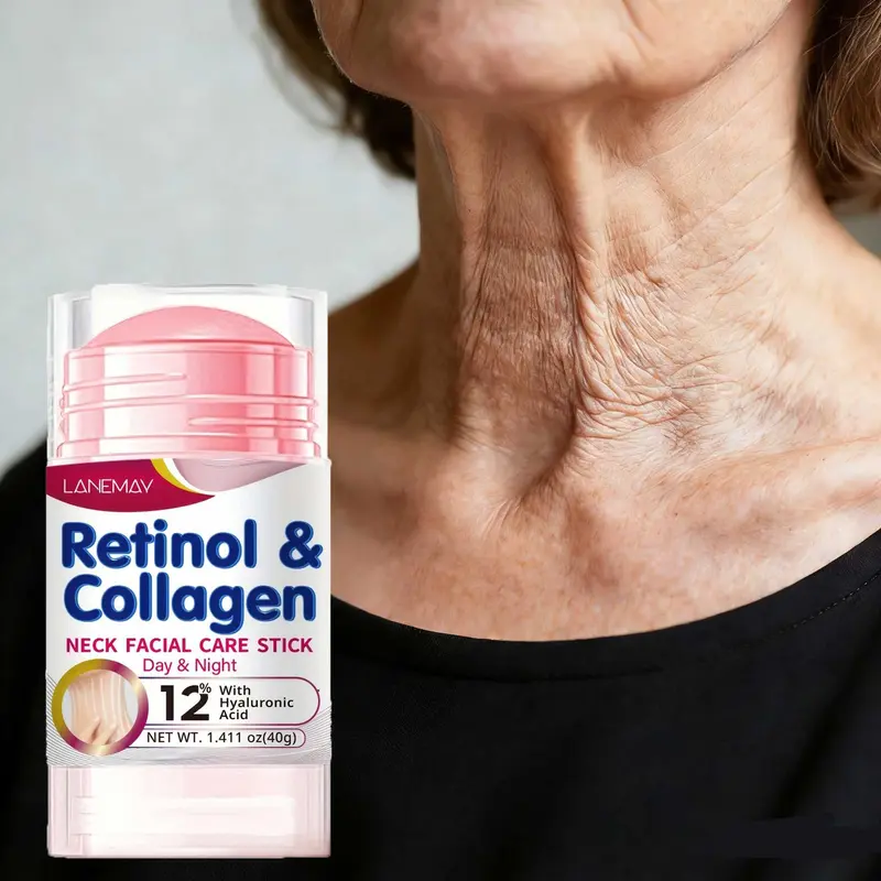 This neck lifting and conditioning stick contains retinol and collagen to moisturize the skin, reduce the appearance of wrinkles, and make the skin look younger and smooth. Suitable for both face and neck. Neck Firming Stick Neck Care Stick