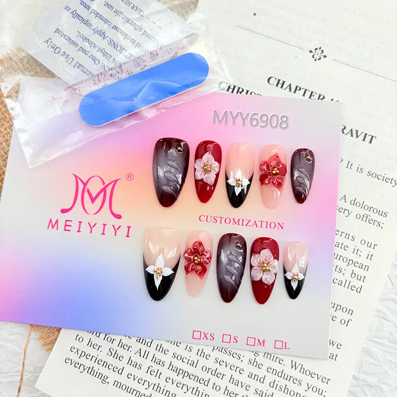 .DP.6908.High-quality pure handmade 3D carved wearable nails
