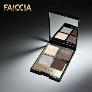 Four Color Shimmering Eyeshadow Palette Waterproof Sweatproof All-Day Wear, Glitter Shimmer Eyeshadow, Fine Glitter Pearl Deep Silver Colors, Perfect for Music Festivals