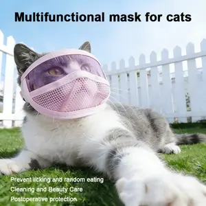 Pet transparent eye mask, cat beauty cleaning mask, prevent licking and biting, breathable design.