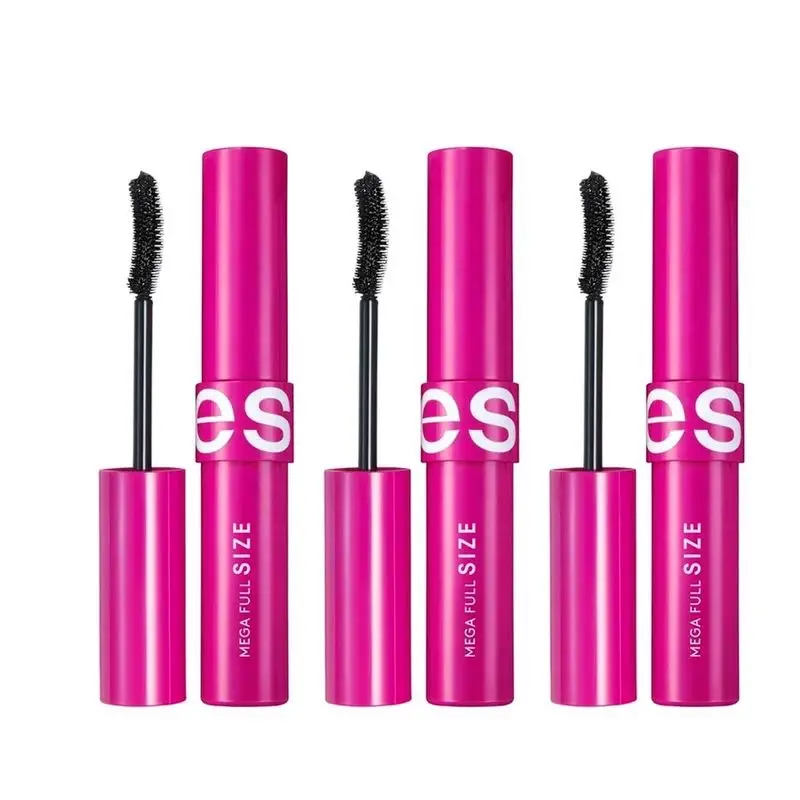 Esikaa  Pro Mega - Máscara impermeable de tamaño completo para pestañas visiblemente más largas y ligeras, color: negro X3