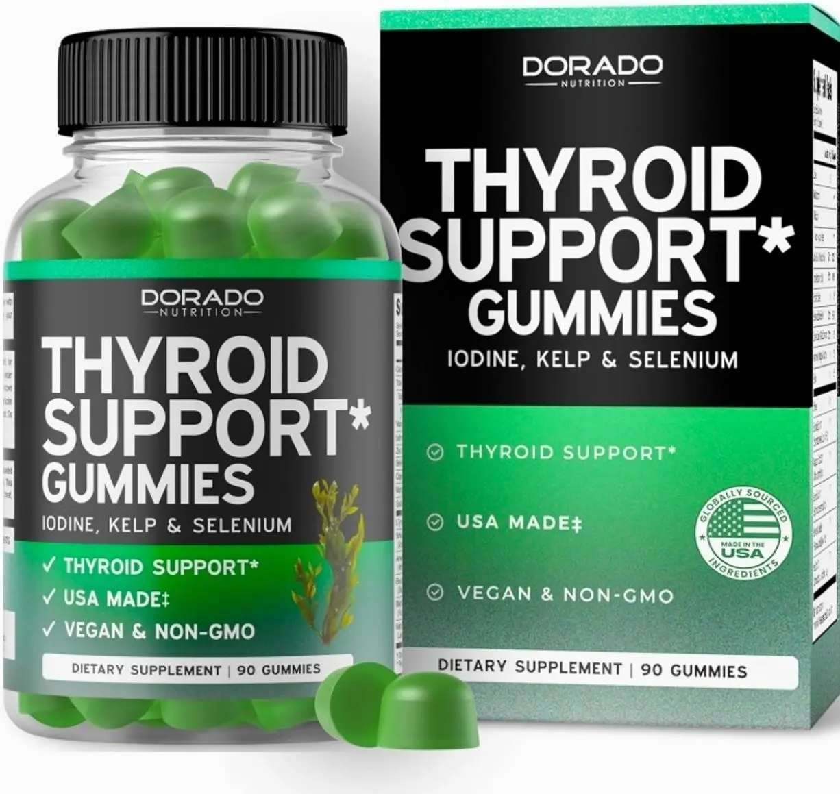 Thyroid Support For Women & Men (90 Gummies) Ashwaganda, Iodine, Bladderwrack, Kelp, & Schisandra - Support Supplement - Delicious Apple Flavor - Non-GMO, Vegan & Gluten-Free (90 Count)