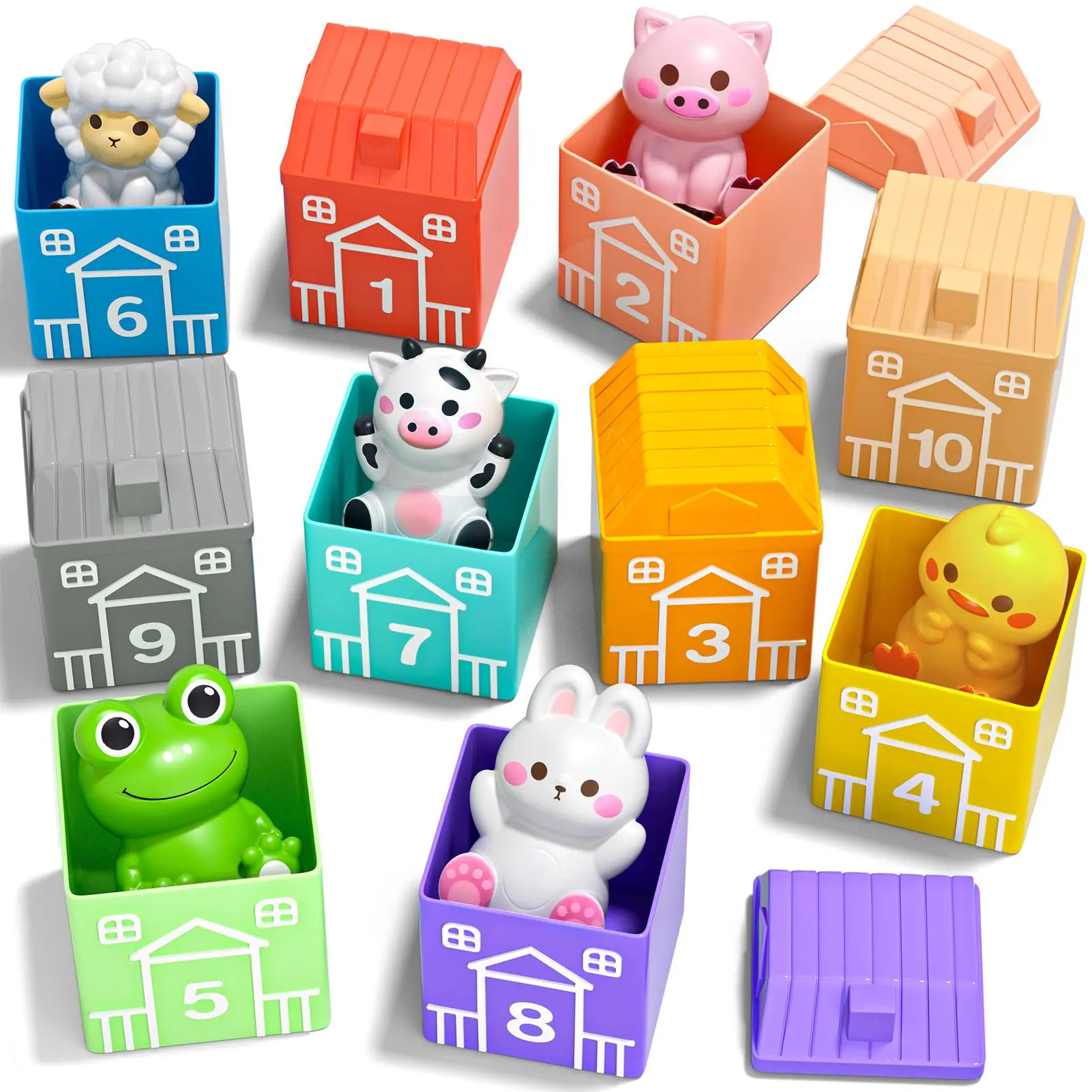 20 PCS Farm Animal Montessori Toys Children's Learning Dinosaur Toys Suitable for 1 to 3 Years Old education TEMI Learning Toys Educational Toys Birthday and Christmas kid Gifts