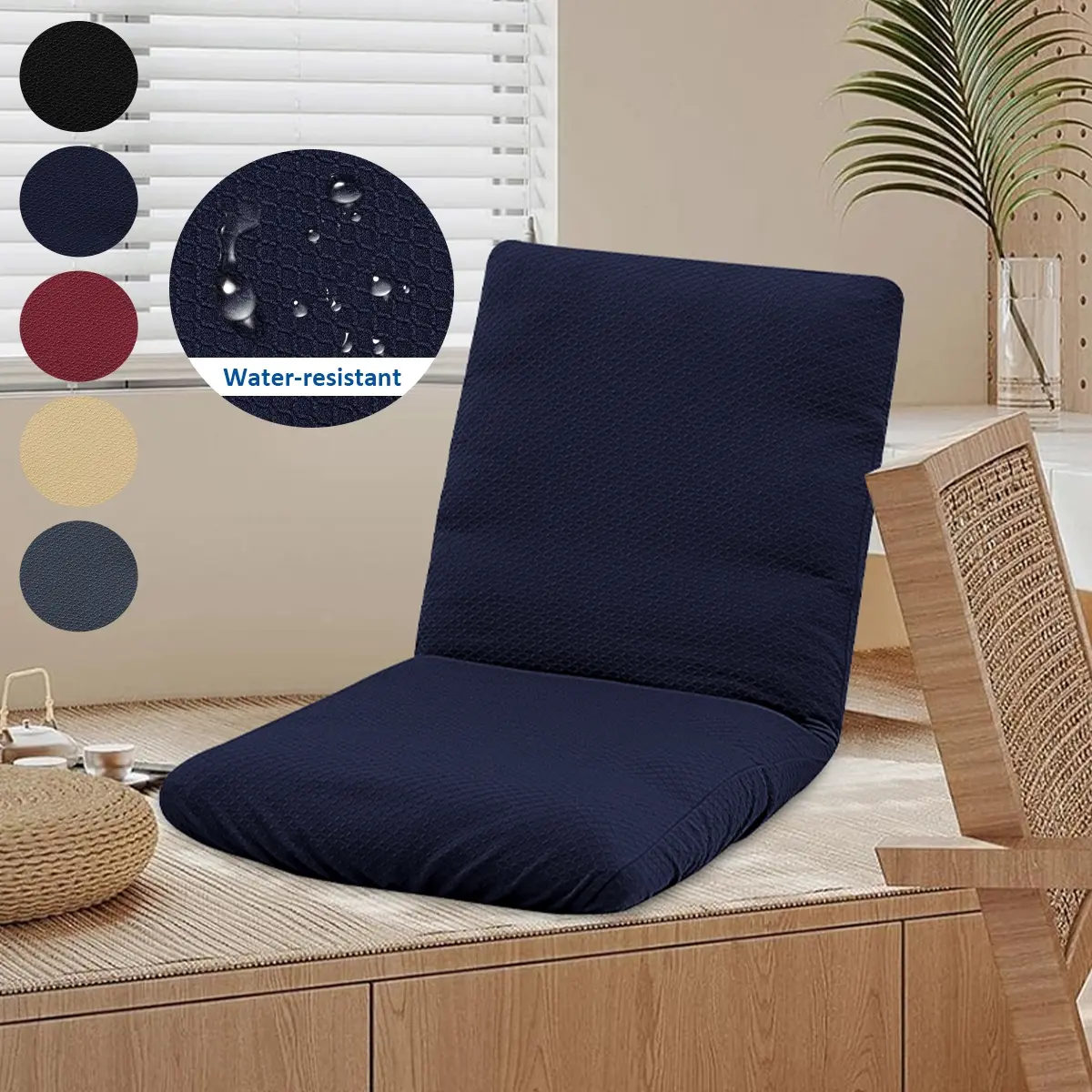 Water-Resistant Woven Fabric Chair Cover, Folding Chair Cover, Fits Foldable Leisure Chairs, Multiple Colors Available, Removable & Adjustable Soft Protector