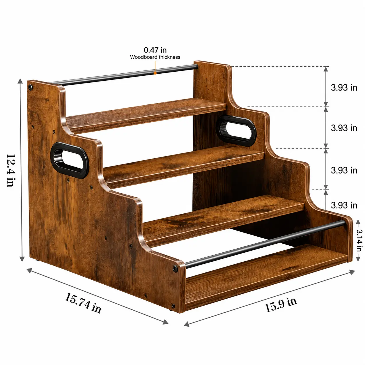 Rustic Wooden Beverage Bottle Display Shelf - Single Unit Multifunctional Home Supplies Organizer with Multiple Layers & Compartments, Countertop Coffee Bar Syrup Rack for Whiskey Spirits Water Bottles, Organizing