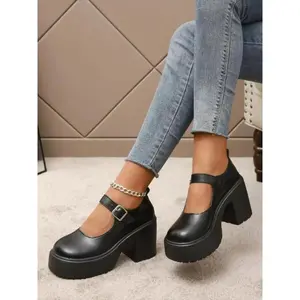 Women's Casual PU Leather Loafers, Thick Sole Mary Janes, College Style Slip-On Shoes, All Season Wear, Versatility for Any