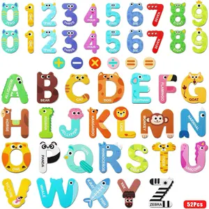 52 Pack Magnetic Letters Numbers Fridge Magnets for Toddlers 1 to 3 Learning Toys Animal ABC Cardboard for Refrigerator Colourful Alphabet Baby Educational Toys