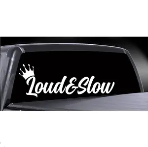 Loud & Slow Decal - Black Background with White Text Design for Customization on Vehicles