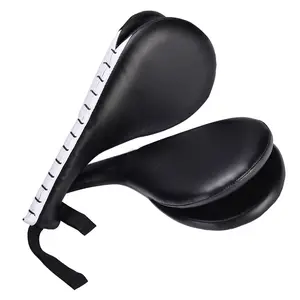 Durable Black PU Taekwondo Kick Pad with Wrist Strap - Suitable for High and Low Kick Training, Martial Arts Practice