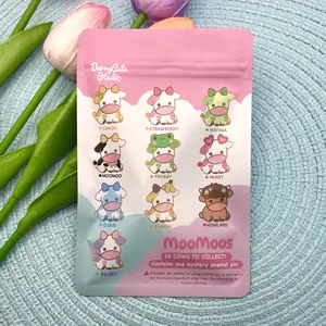 Cow Hard Enamel Pin Bag with Matching Vinyl Sticker - Kawaii Fashion Backpack Brooches Collection pins pinbadge cute set brooch