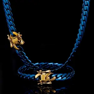 Mens Cuban Link Necklace 18k Gold Plated Stainless Steel Miami Thick Necklace Hip Hop Jewelry 6/8/10/12/14mm