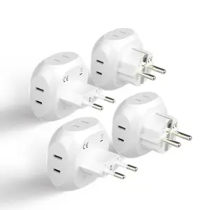 European Travel Adapter Set- 4 in 1 - Ultra Compact - Light Weight - 4 Pack (PT-9-9C-4PK)