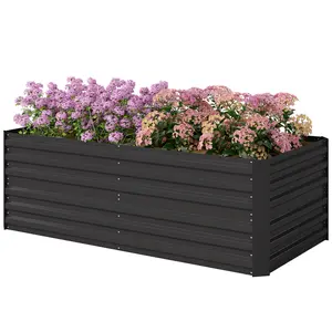 71"x36"x23" Galvanized Raised Garden Bed - Heavy-Duty Black Steel Outdoor Planter with Reinforced Rods, Extra-Deep Large-Capacity Metal Bed for Backyard, Patio