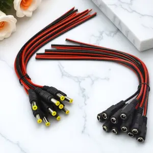 5/20/50 Pcs 12V DC Power Connector Kit, 5.5x2.1mm Male Female Plug Adapter Cables for LED Strips, CCTV Cameras, Drivers, Electrical Wiring & DIY Projects