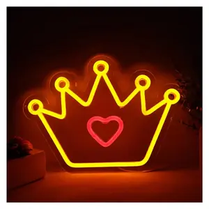 Crown Neon Sign Dimmable Light USB Powered For Bedroom Man Cave Bar Pub Restaurant Birthday Art Wall Decor 31cm×22.4cm