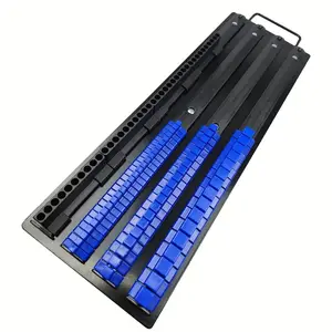 Portable Heavy-Duty Aluminum Socket Rail Organizer With Steel Tray Handle - Toolbox Socket Holder For 1/2, 3/8, 1/4 Inch Sockets, 52 Clips & 4-Panel Screwdriver Bit Rack