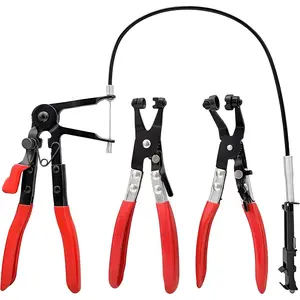 3Pcs Hose Clamp Pliers,Remover Kit with Long Reach Wire Spring Hose Clamp Pliers for Automotive Coolant Radiator Heater and Water Hose with Band Flat or Large Clamps