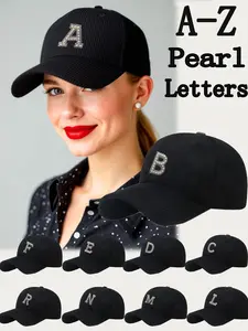 Unisex Japanese Corduroy Baseball Cap, A-Z Letter Design, Custom Initials Hat, UV Protection, Adjustable Casual Trucker Hat for All Seasons