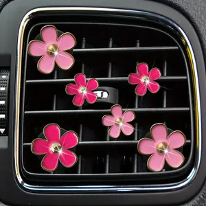 6pcs Daisy Flower Air Freshener Clips for Car Vent - Pink & White Petals with Golden Center, Scented Tablets for Fresh & Pleasant Smell, Ideal for Home and Vehicle Decor, Car Vent Decor| Floral Vent Clip| Scented Air Freshener, Flower Decorations for Home