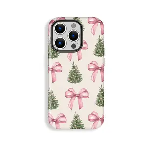 Merry Christmas,Bow pattern,Christmas Tree Pattern, Suitable for IPhone17 Pro Max, 17Pro, 16Pro, 15, 14, 13, 12. Beautiful Phone Case |     Shockproof Protective Case |     Smart Phone Case, A Gift for Girls and Boys