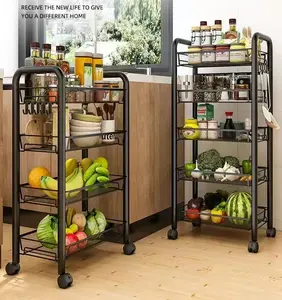 Narrow Gap Rolling Storage Cart - 3/4/5 Tier Slim Utility Trolley with Removable Rust-Proof Baskets for Small Kitchens & Apartments
