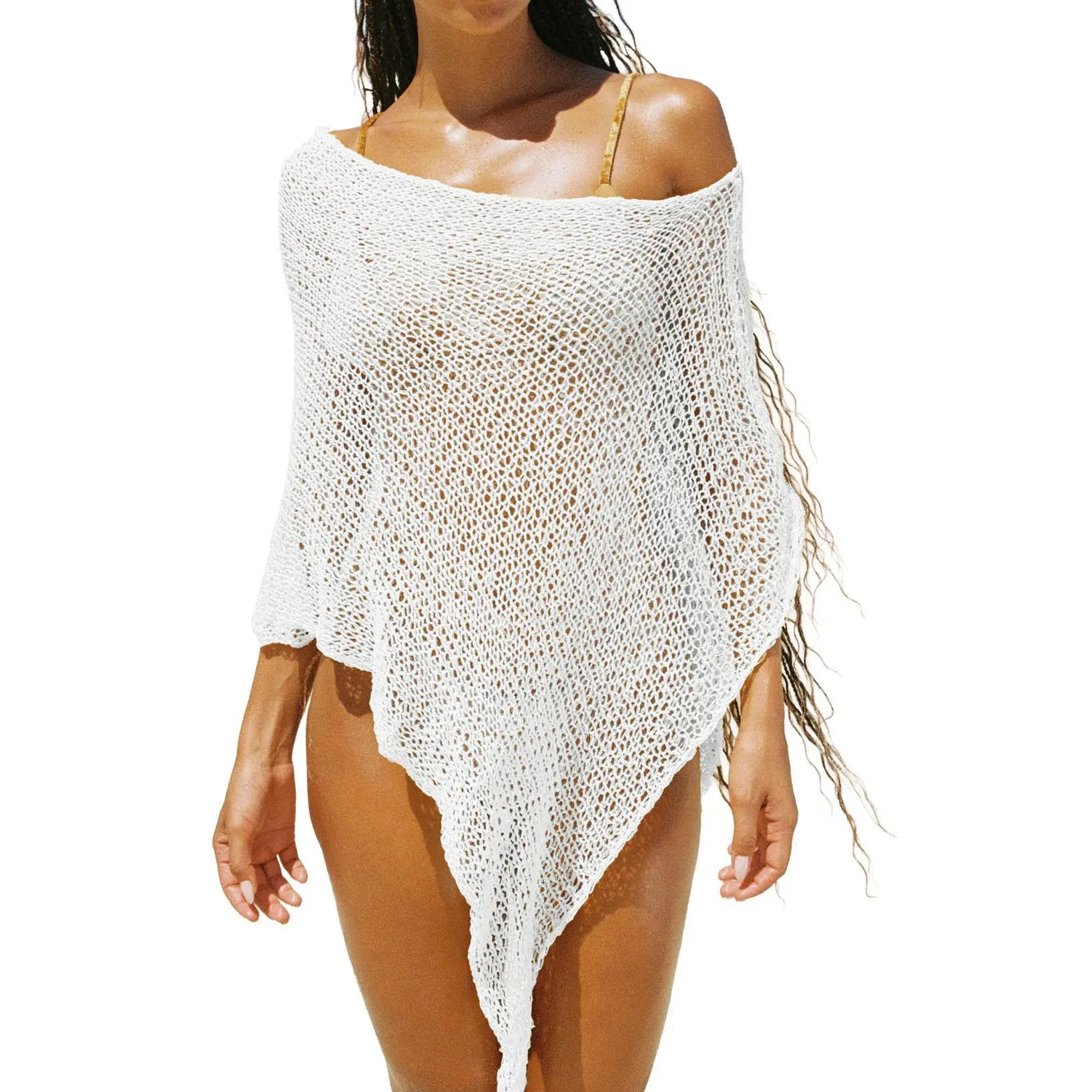 Aleumdr Women’s Crochet Swimsuit Cover Up Sheer Knit Beach Poncho Bikini Coverup Lightweight Summer Beachwear SwimWeek Vacationoutfits Summerstyle