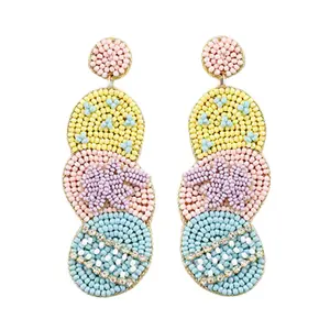 Easter Egg Earrings Vibrant Acrylic Spring Jewelry 3.25 Inches Long