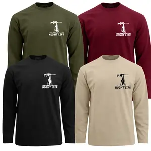 Night Life Sniper Long Sleeve Tee - Logo In The Middle Of The Chest - Thermal Hunting - Coyote Hunting - Classic Fit Predator Long Sleeve Shirt Night Gear - Men's Gift for Coyote Hunters