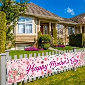 Happy Mother's Day Banner, Polyester Material, Indoor & Outdoor Use, Door Decoration, Perfect for Mother's Birthday Celebrations