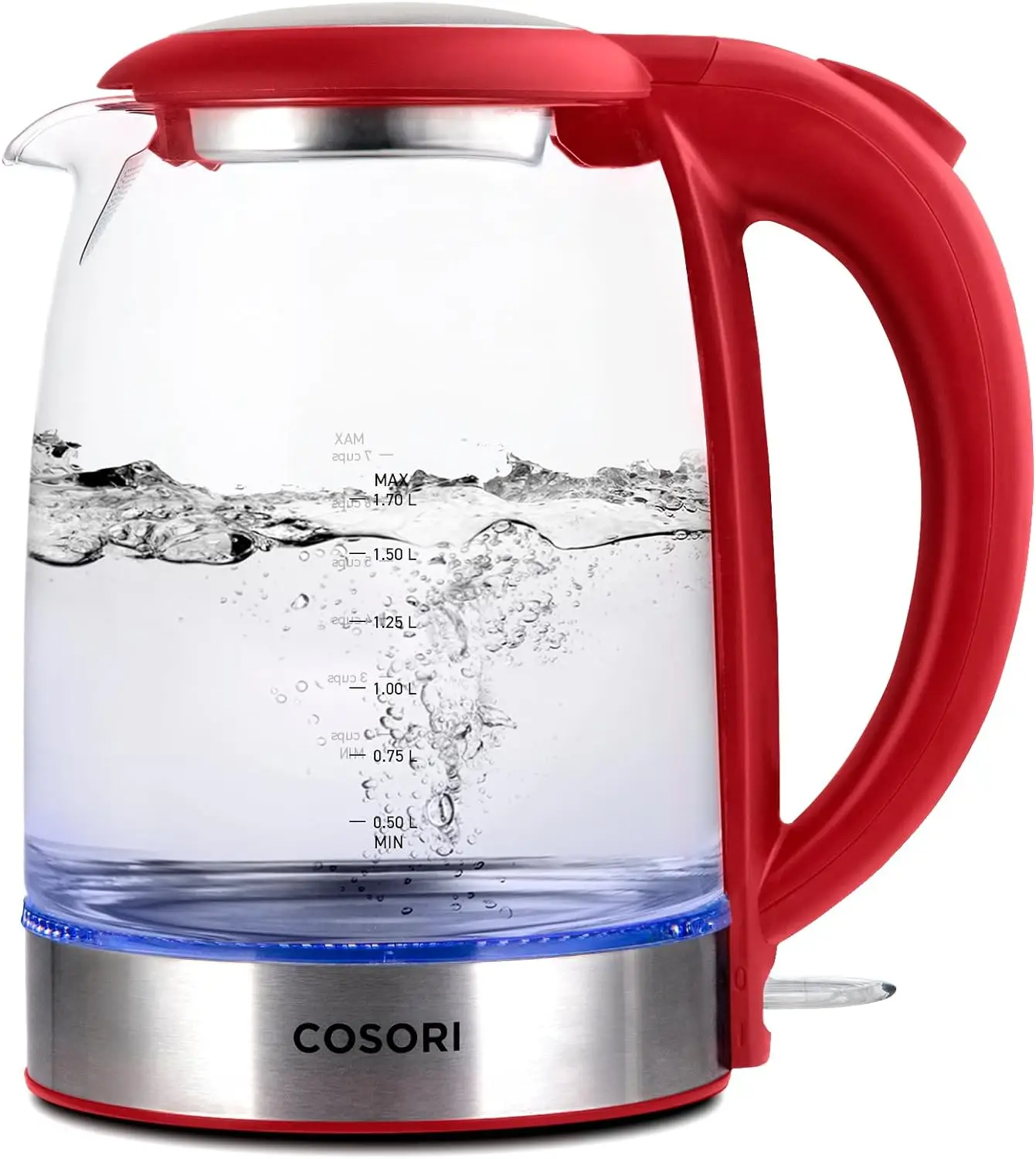 COSORI Electric Glass Kettle, 1.69L/1400W, Stainless Steel Lid & Filter, Auto Shut Off, Black, Hot Water Boiler for Coffee&Tea, College Dorm Essential