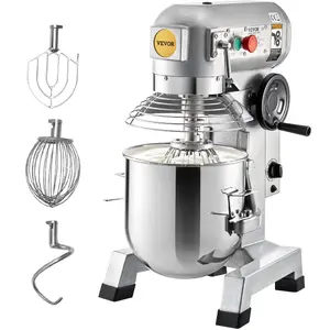 VEVOR Commercial Food Mixer, 20Qt Commercial Mixer with Timing Function, 750W Stainless Steel Bowl Heavy Duty Electric Food Mixer Commercial with 3 Speeds Adjustable 108/199/382 RPM, Dough Hook Whisk