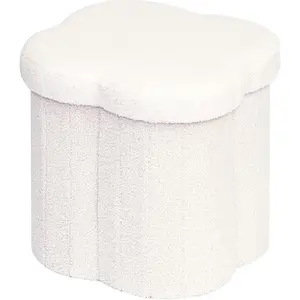 Storage Ottoman Cube, Folding Flower Shaped Footrest Stool, Soft Faux Teddy  Vanity Stool, Foot Stools for Living Room, Dorm, Bedroom (White)