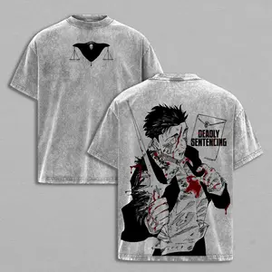 Hiromi Higuruma Washed Vintage Tee – Jujutsu Kaisen Anime Deadly Sentencing Judgeman Graphic T-Shirt, Unisex Oversize Heavyweight Cotton Manga Streetwear, JJK Tee sky tops titan joke 67 shirt silverfish clothes trend gift book merch