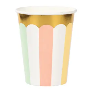 Pastel Striped Scalloped Cups