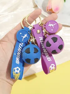 Football Keychain Pendant PVC Soft Rubber Car Keychain, Stylish Casual Design for All Seasons, Perfect Accessory for Sports Fans