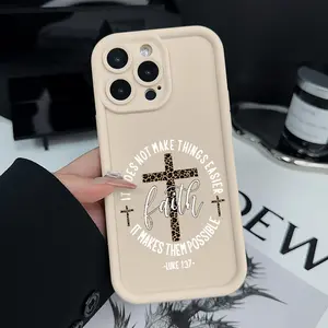 Leopard Faith Pattern Man's Phone Case for iPhone 16 15 14 Pro Max 13 12 11 XR XS Plus Shockproof Full Camera Protection Durable slim Silicone Cover Cellphone Protective Smartphone Casing