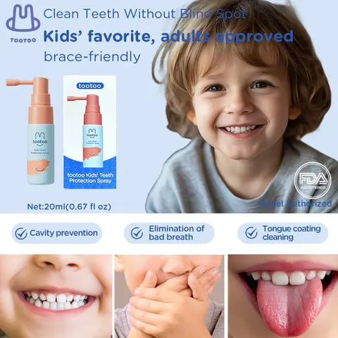 Tootoo Children's Probiotic Mouth Spray - 20ml Portable Oral Care, Fluoride-Free, FDA Approved, Alcohol-Free, 36-Month, Cavity Prevention & Repair, Stain Removal, Enamel Repair, Prevents Bad Breath, Refreshing Grape Daily Oral Spray