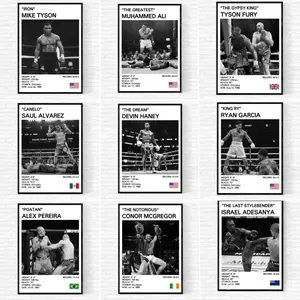Black and White Boxing Legends Posters Canvas Painting Mike Tyson Poster Picture Living Room Wall Art Home Decor Prints Mural