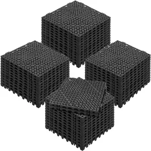VEVOR Interlocking Tile 50PCS Black, Drainage Tiles 12" x 12" Splicing, Soft PVC Interlocking Drainage Floor Tiles, Non-Slip Drainage Holes for Restroom, Bathroom, Kitchen, Pool, Wet Areas