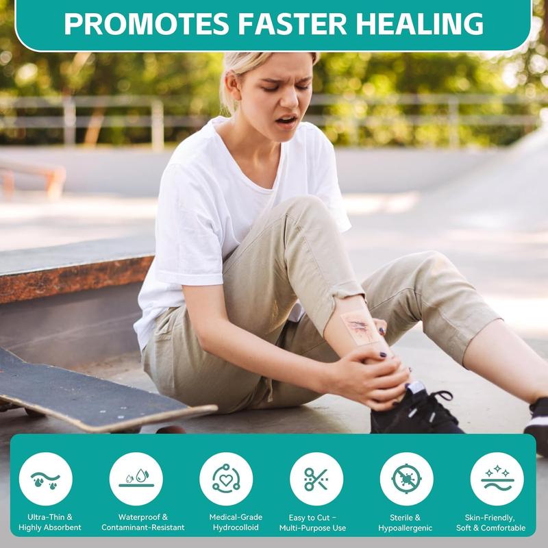 Amzfusfred Medical-Grade Hydrocolloid Bandage Roll Waterproof Flexible Hypoallergenic Latex-Free for Wound Care Secure Adhesion Semi-Transparent Comfortable Design Healthcare Aid