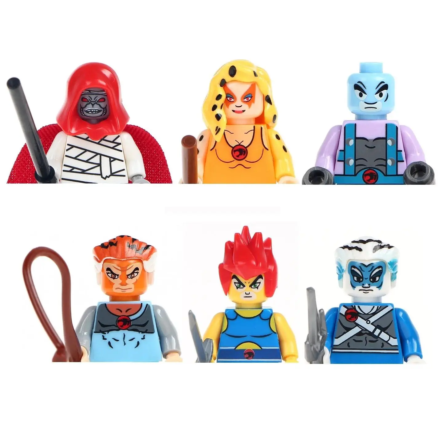 Thundercats Plastic ABS Building Blocks - 4.5cm Mini Action Figures (Tygra, Panthro, Cheetara), CE-Certified Classic Stress Relief Toys