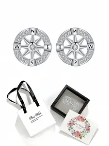 Star Compass · Diamond Stud Earrings Fashionable compass earrings with dazzling diamond inlay for women. Comes with an elegant drawer jewelry box, great gift choices for birthdays, Mother’s Day, Valentine’s Day, Christmas and anniversaries.