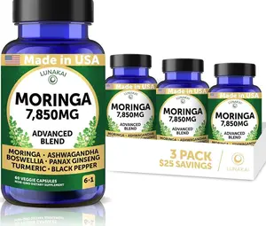 Lunakai USA Made Pure Moringa Capsules – Advanced Moringa Leaf Extract Supplement with Ashwagandha, Boswellia, Ginseng & Turmeric, 60ct