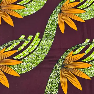 Zuud Table Runners: Brown with Yellow Flowers (Made of African Wax)