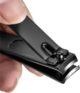 Nail Clippers Set, Sharp Stainless Steel Fingernail Clipper & Toenail Clippers, Black Nail Cutter, Large and Small 2 Piece Set.