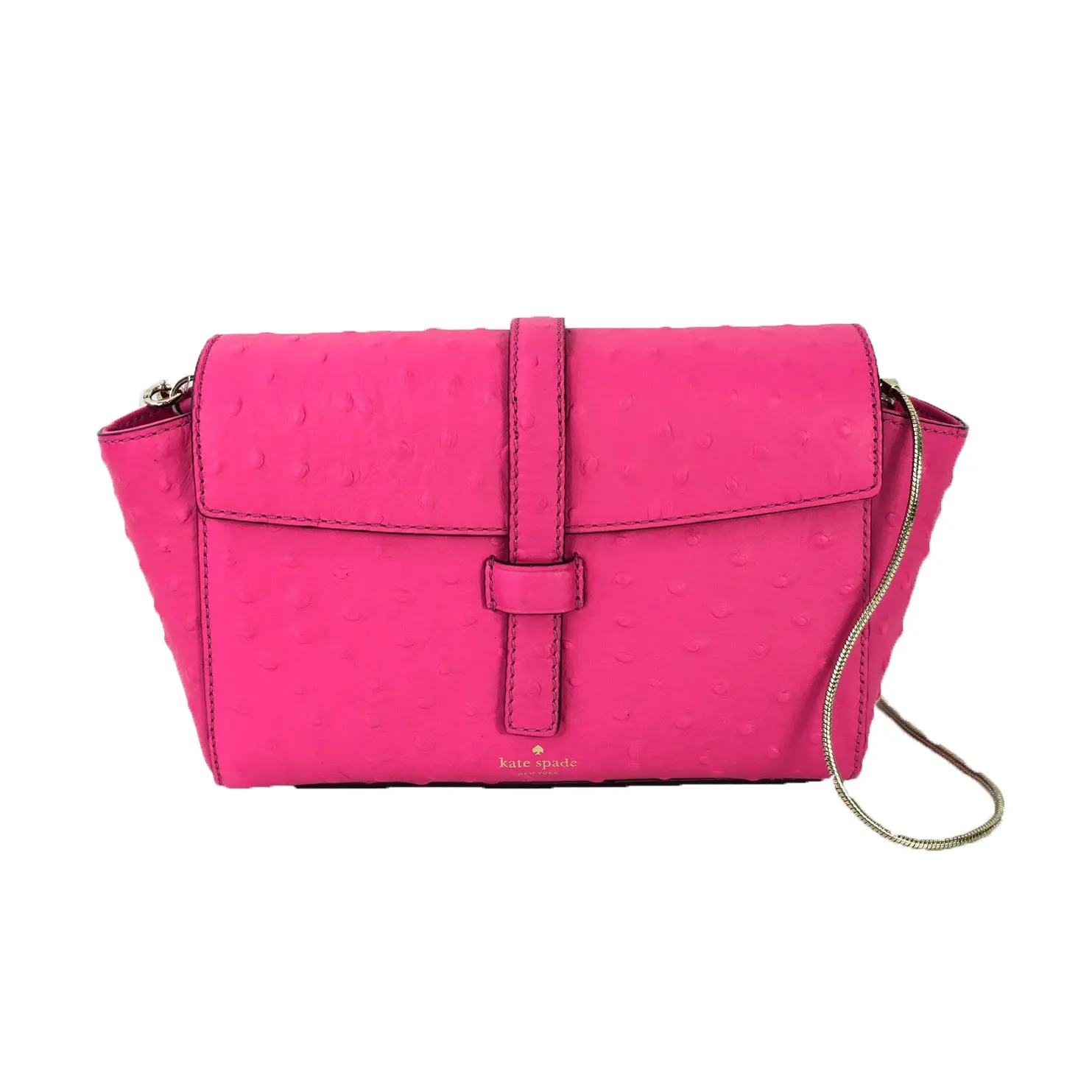 Women's Kate Spade Emmie Riverside Street Crossbody Bag, Elegant Ostrich-Embossed Leather, Vibrant Radish Pink