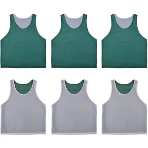 6 PCS Reversible Pinnies Basketball Soccer Training Vest Double Sided Mesh Jerseys for Adult